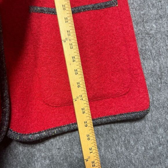 LL BEAN Pure Wool Cardigan Jacket Small‎ Womens Red Made In Austria Coat - Picture 6 of 9